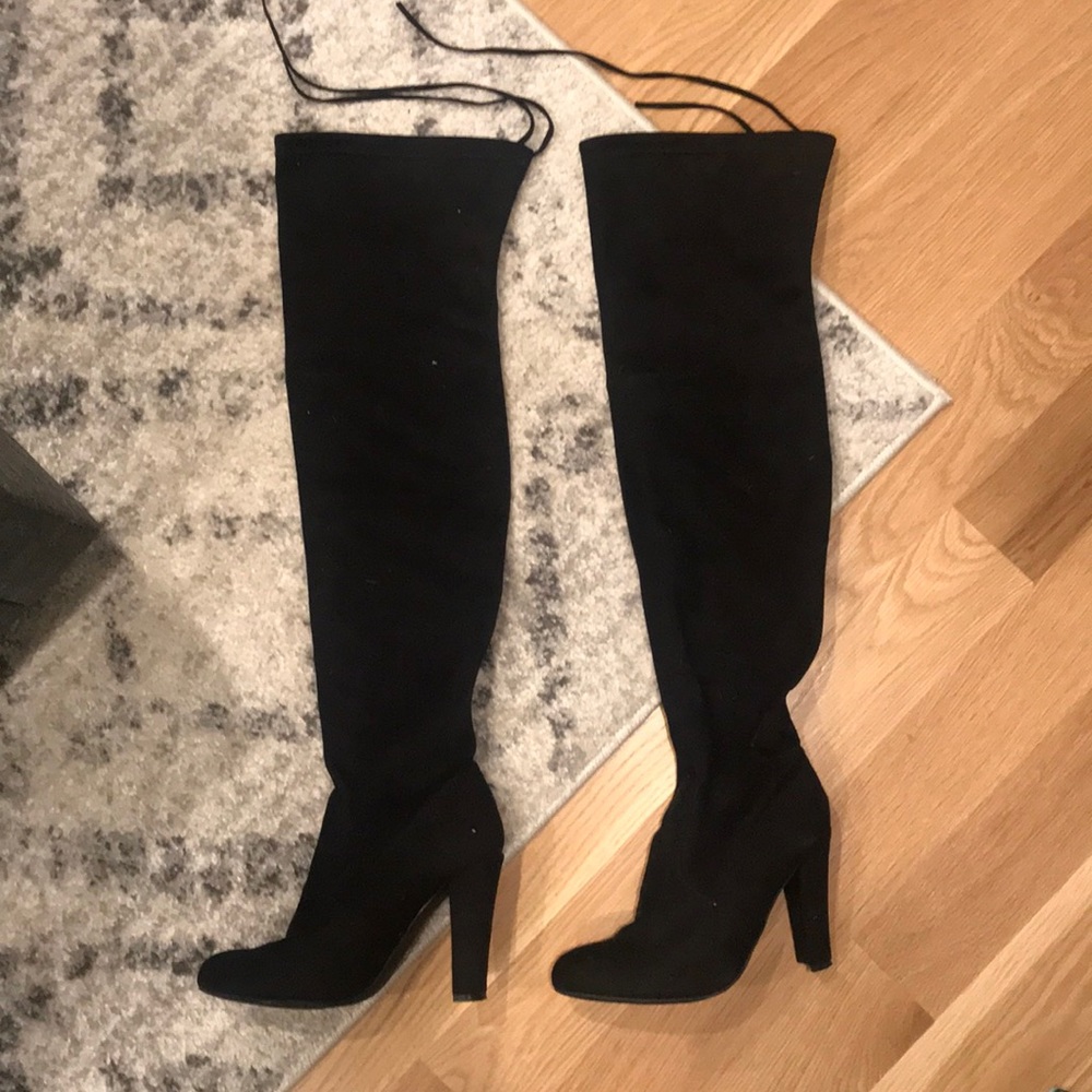 Steven Madden Over-The-Knee Black Suede Boots